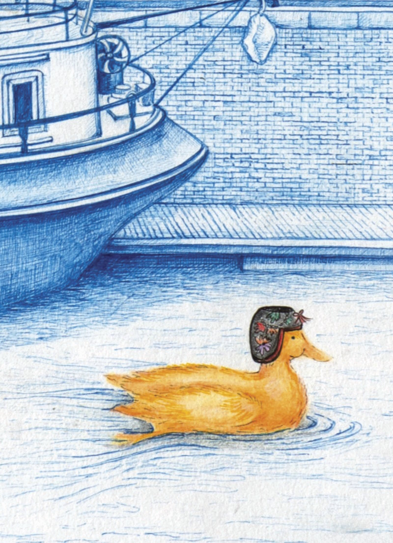 Yellow Duck Swimming - Afbeelding 2
