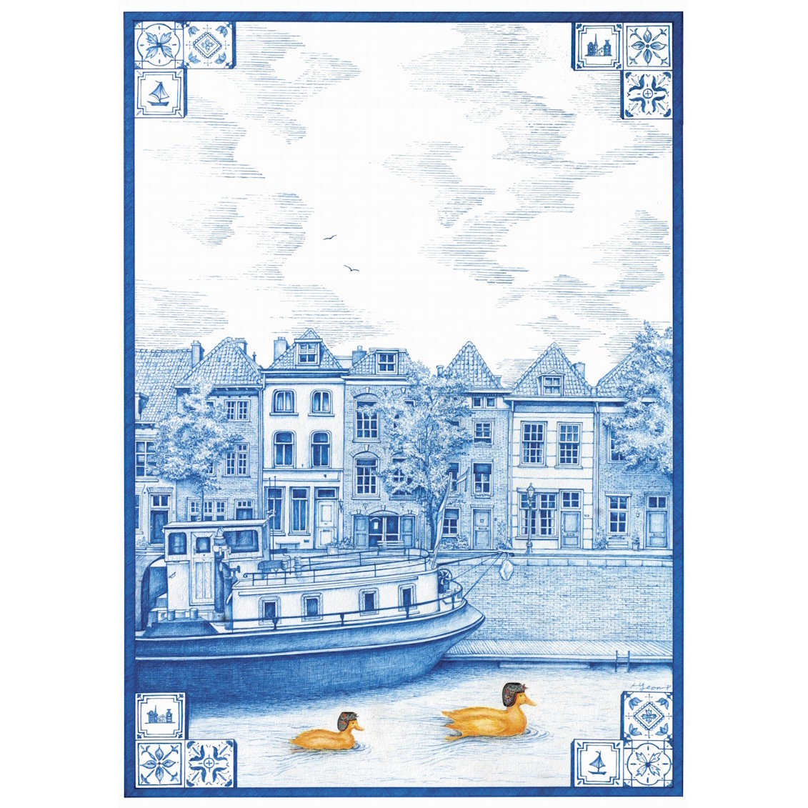 Yellow Duck Swimming
